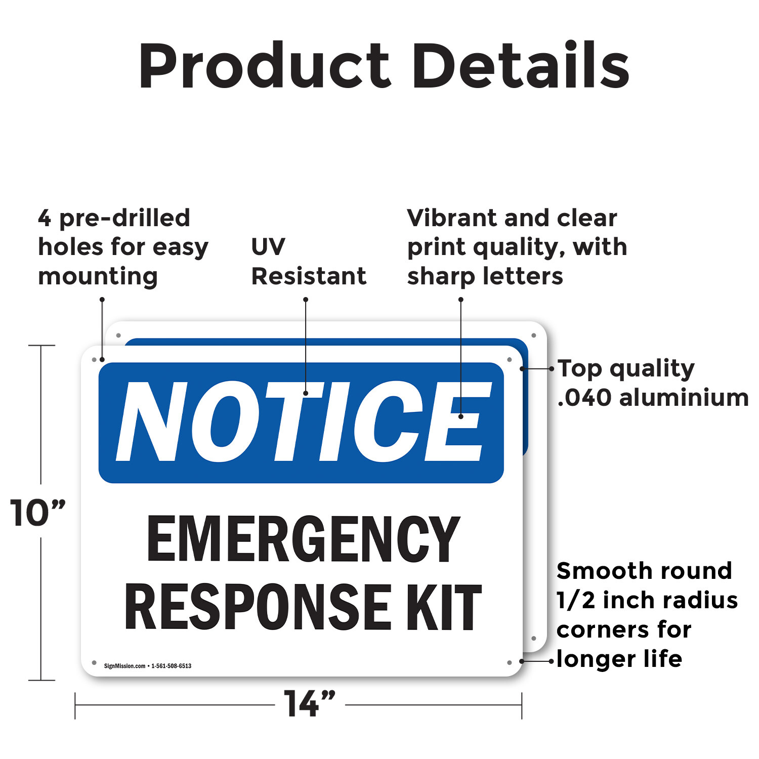 (2 Pack) Emergency Response Kit OSHA Notice Sign Decal Metal Plastic