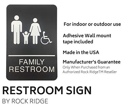1 PCS Black Family Accessible ADA Compliant Restroom Sign Adhesive Tape