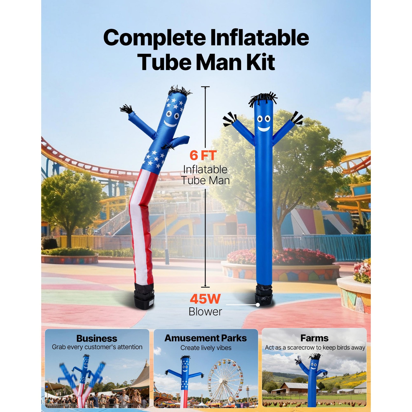 Uimoso Inflatable Tube Man with Blower Fan, 1/15 HP, 6 ft Waving Dancing Figure