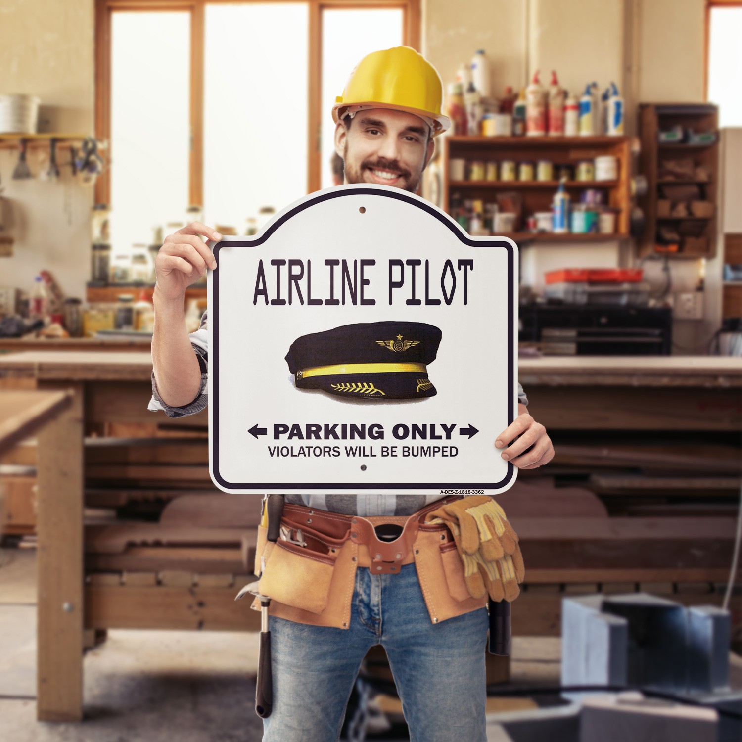 Airline Pilot 18&Prime; X 18&Prime; Heavy-Gauge Aluminum Architectural Sign