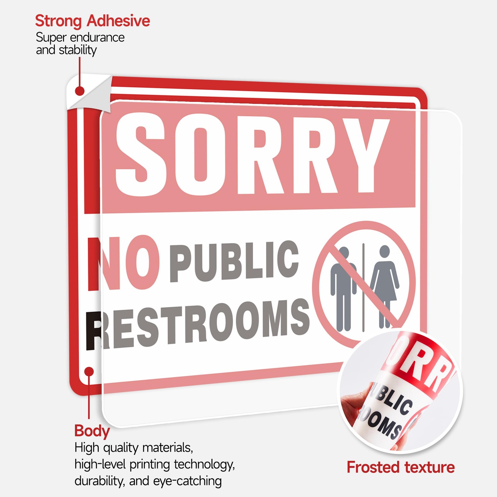 2PCS No Public Restroom Signs for Business, Self Adhesive Weatherproof Vinyl …