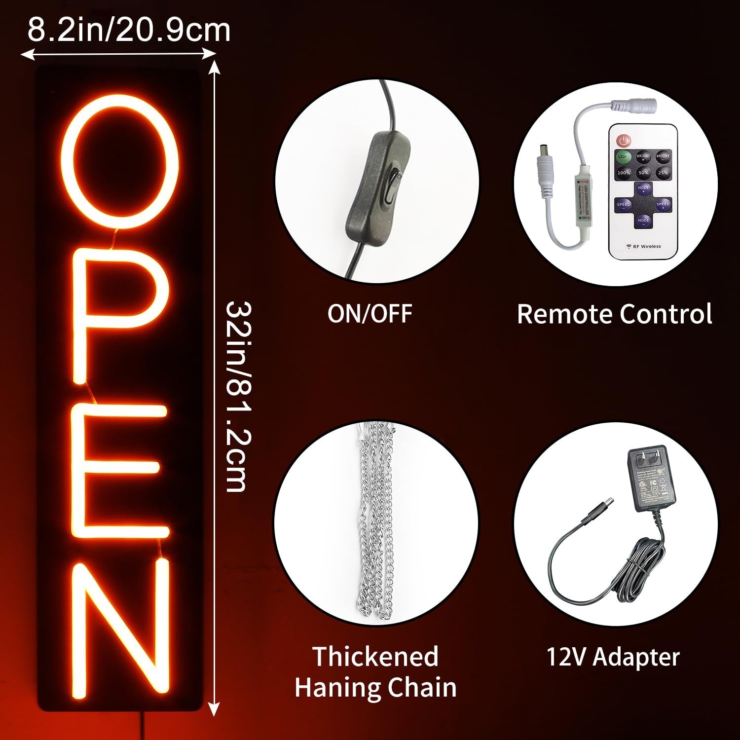 Bright LED Open Sign for Business – Lighted Neon Display for Storefront, Bar, Sa
