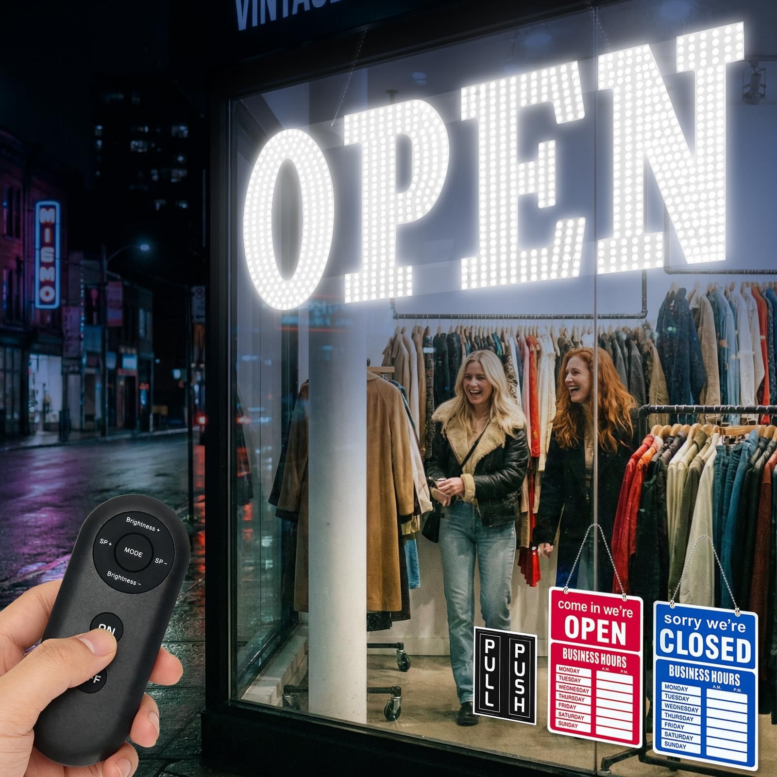 Large 30&Prime;x10&Prime; Bright LED Open Sign – High Visibility for Stores, Restaurants, Ba