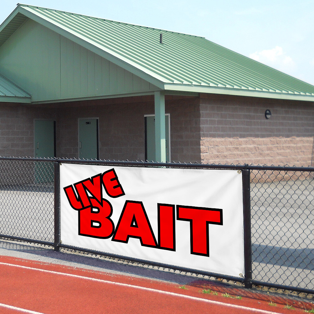 Vinyl Banner Multiple Sizes Live Bait Business Retail Bait Outdoor