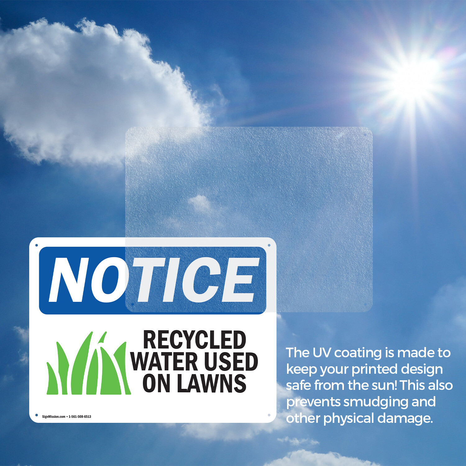(2 Pack) Recycled Water Used On Lawns OSHA Notice Sign Decal Metal Plastic
