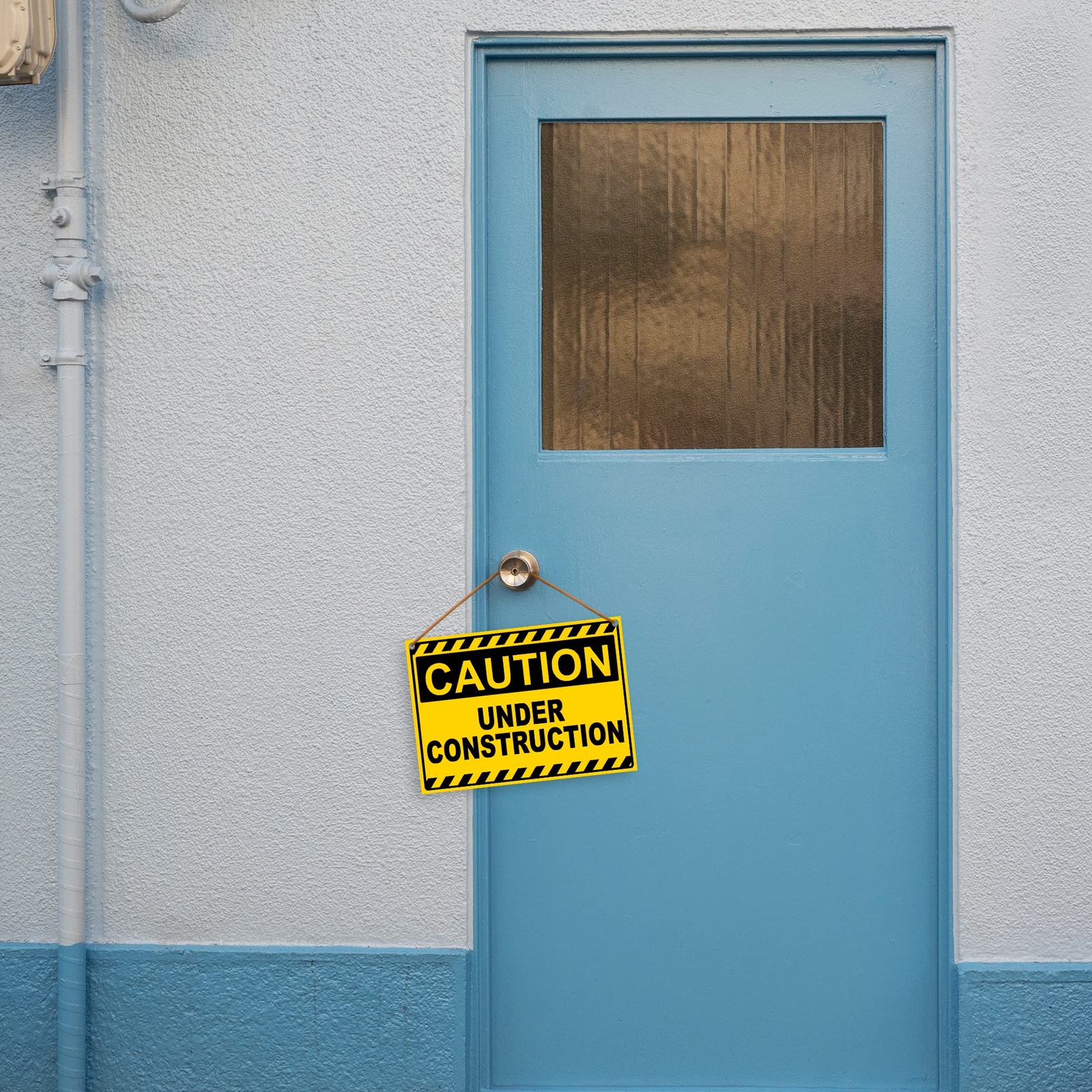 2-PC Under Construction Sign – 12 x 8 Coroplast Caution Area Signs with Grommets