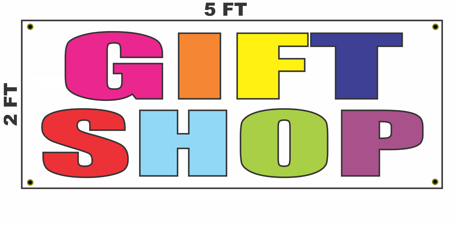 GIFT SHOP Multi-colored Banner Sign 2×5
