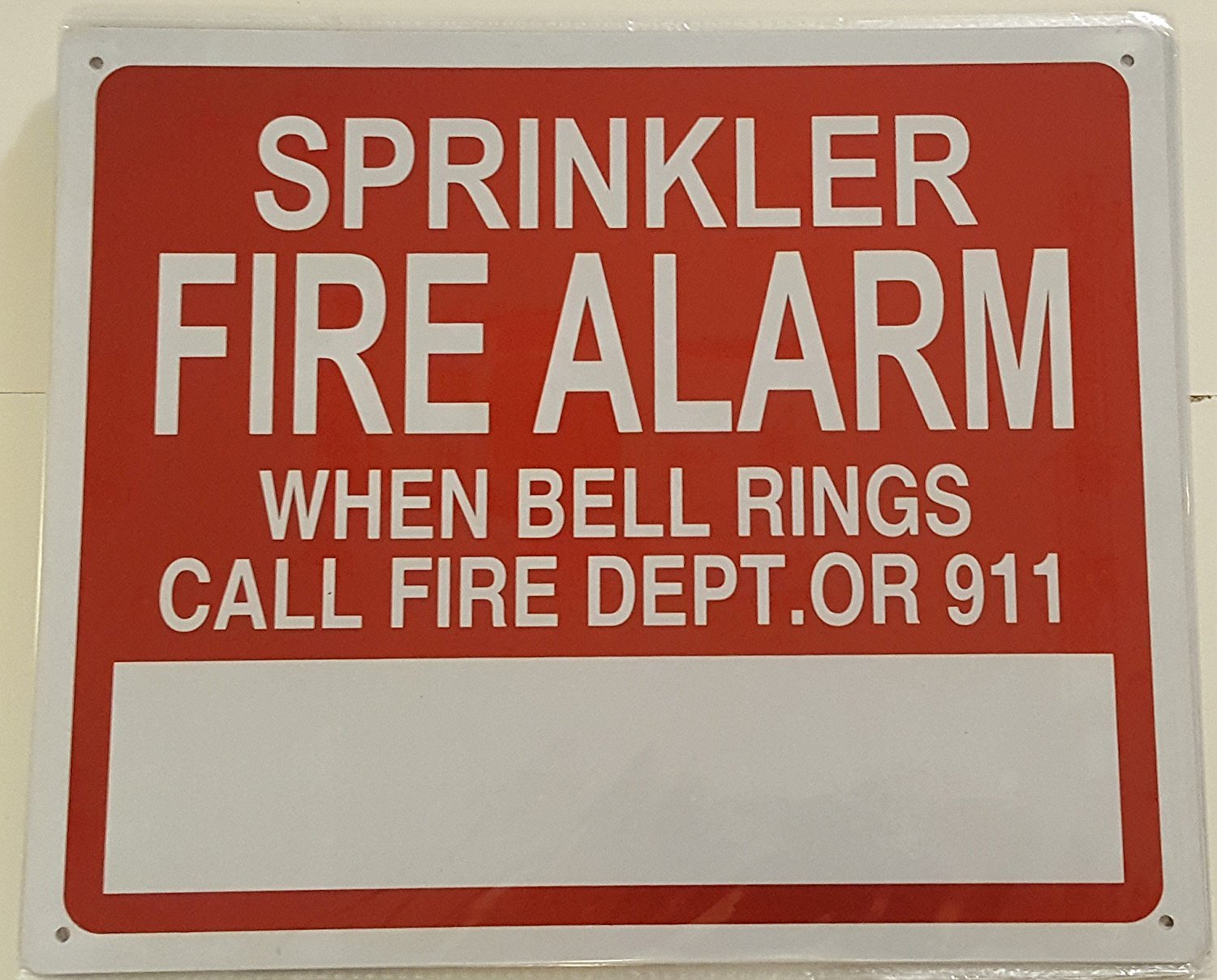 SPRINKLER FIRE ALARM-WHEN BELL RINGS CALL FIRE( Aluminium 10X12 inch)-REF24-1027