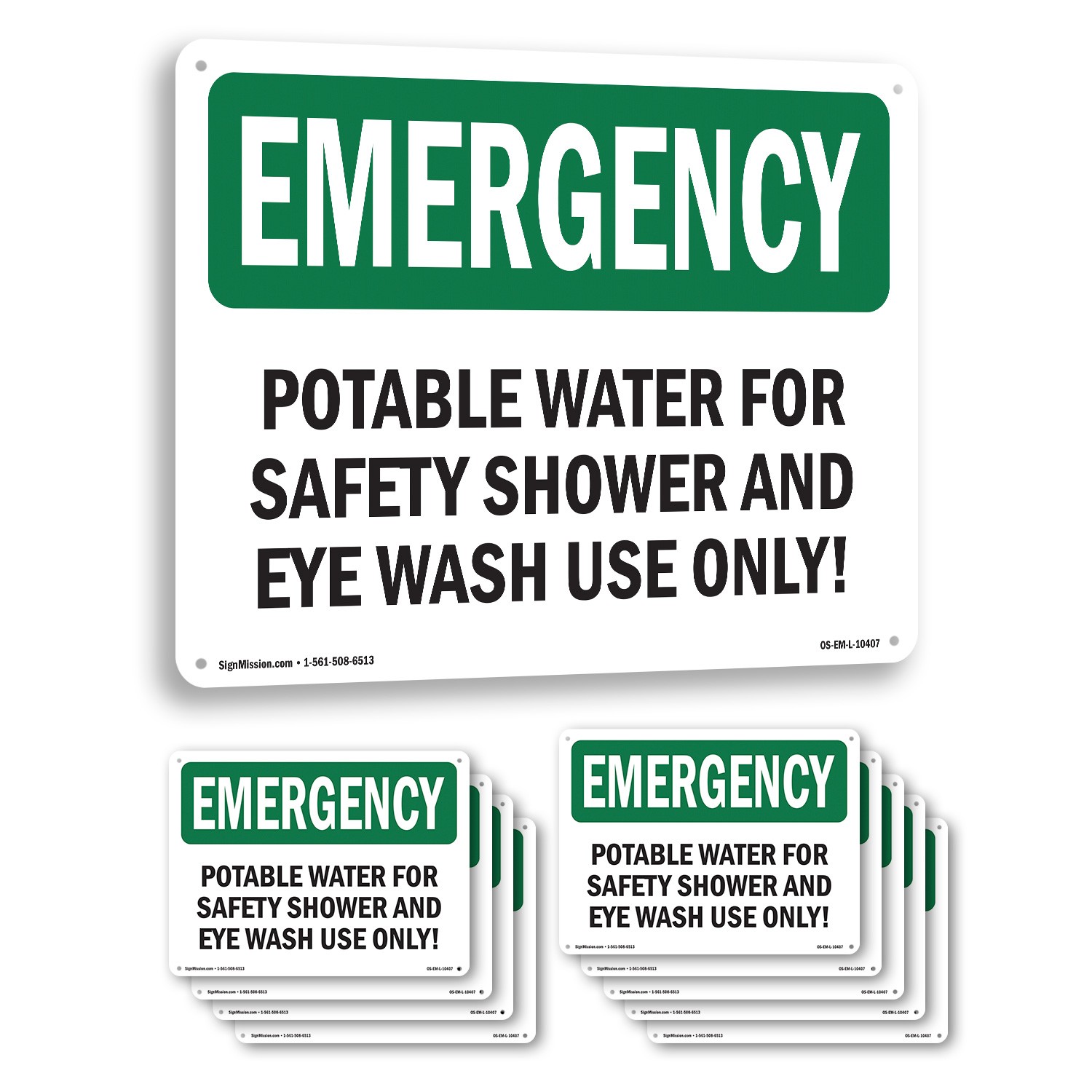 Potable Water For Safety Shower And Eye OSHA Emergency Sign, Decal 5 or 10 Pack