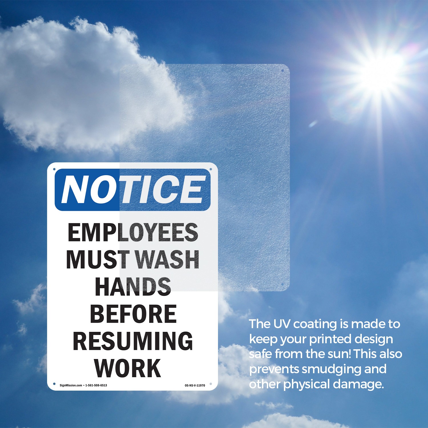 Employees Must Wash Hands Before OSHA Notice Sign Metal, Decal – 5 or 10 Pack