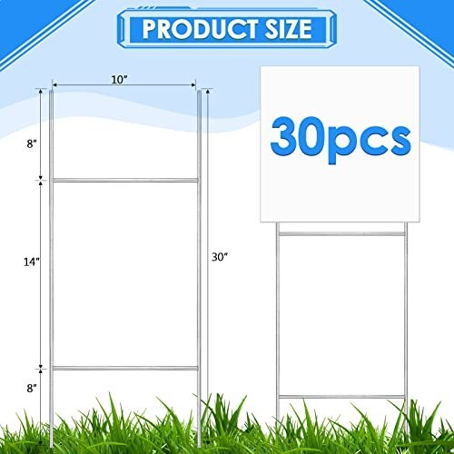 30 Pcs Heavy Duty H Frame Wire Stakes for Yard Signs – 30 » x 10 » Weatherproof