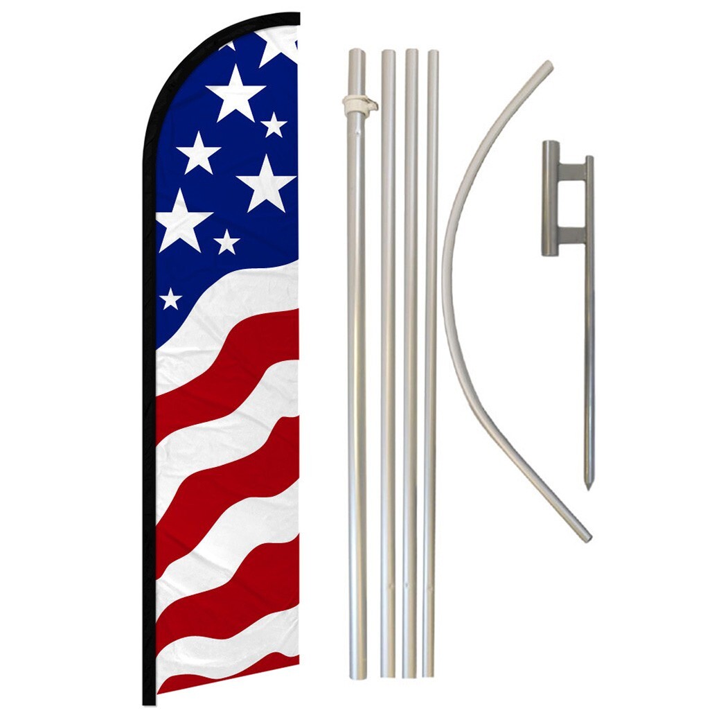 New Glory USA Full Curve Windless Swooper Flag Pole Kit Patriotic American