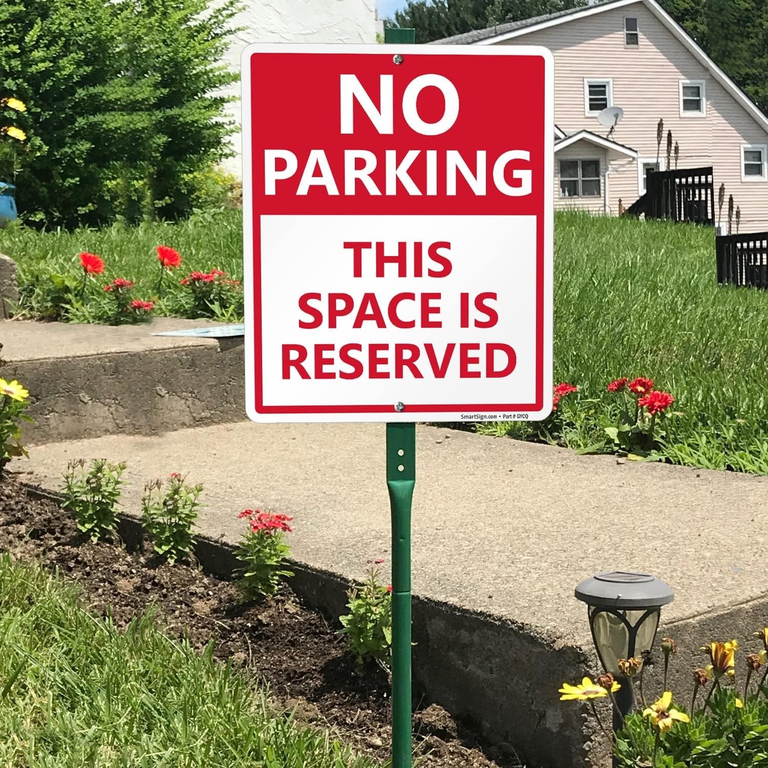 Professional Quality No Parking Sign with 3ft Stake, UV Protected Aluminum