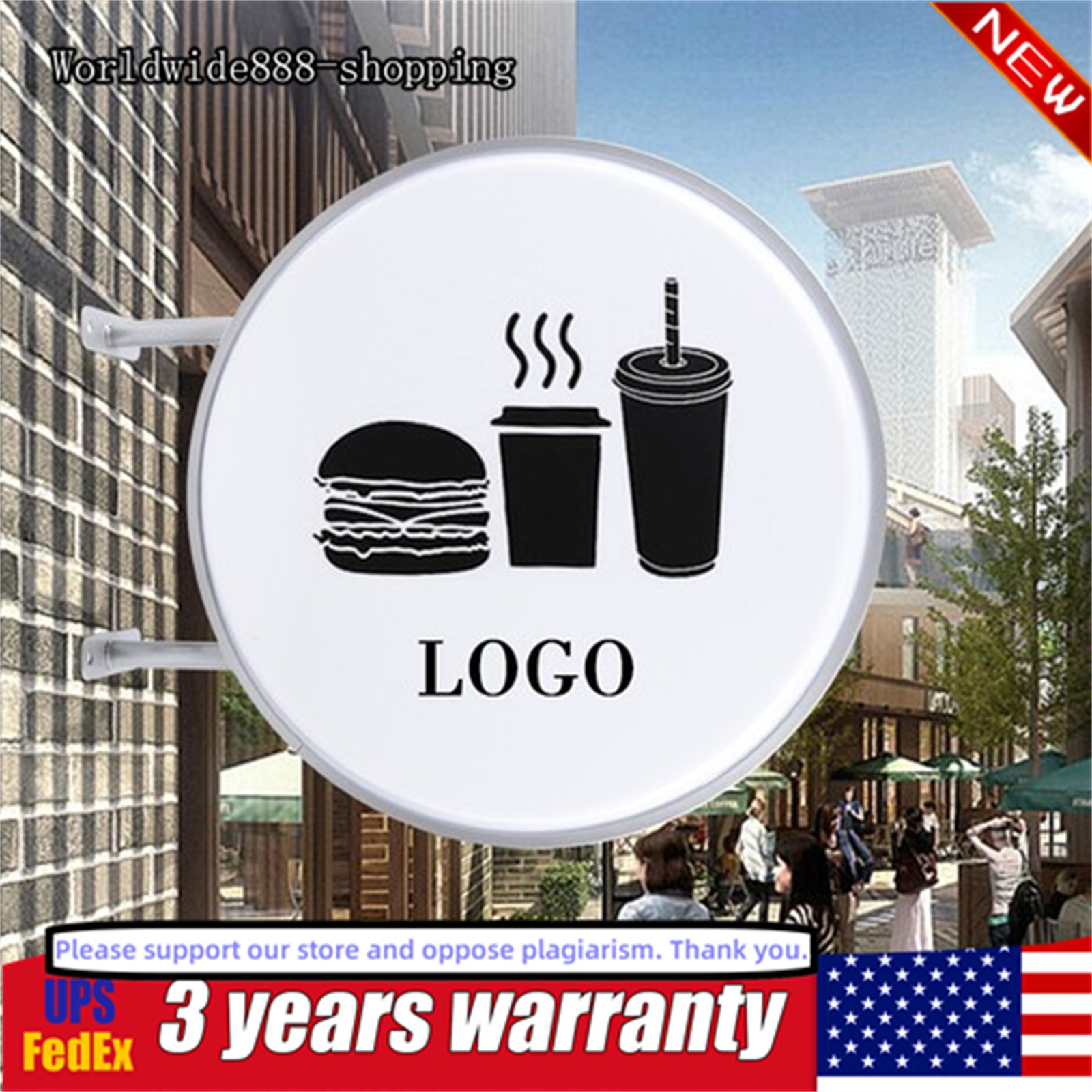 Round LED Light Box Sign Double Sided Outdoor Illuminated Business Sign【 24 »】