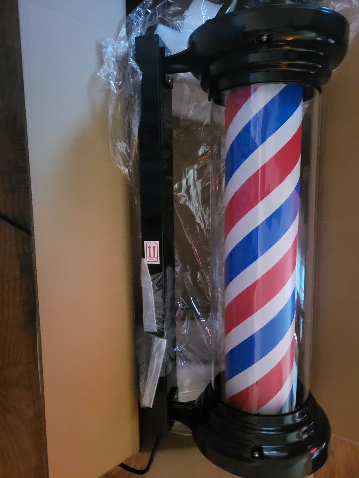 LARGE 30&Prime; TALL LED BARBERSHOP POLE ROTATING WALL SIGN LIGHT DECOR – NEW