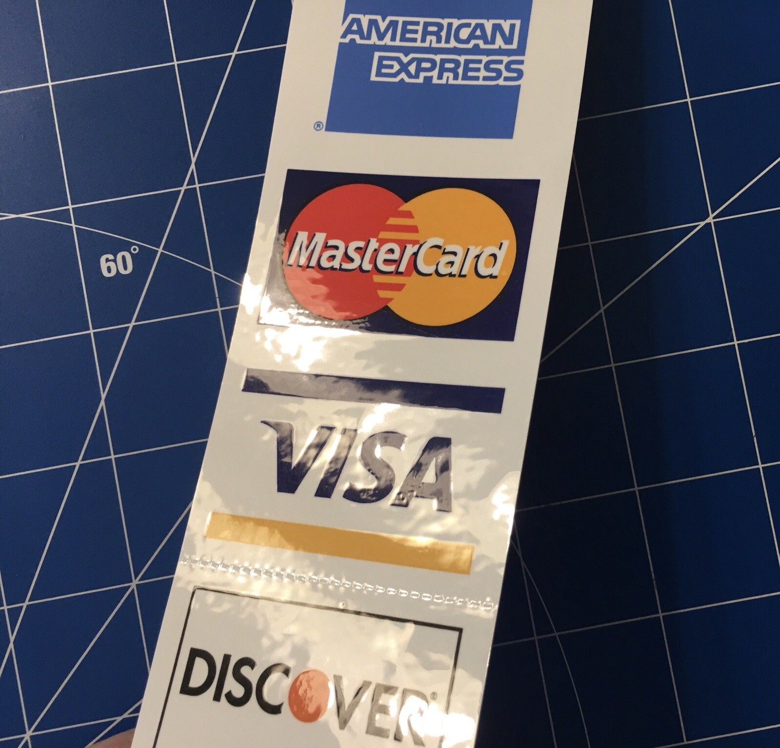 SIGN GLOSSY DURABLE STICKER BUSINESS American Express VISA MASTERCARD DISCOVER