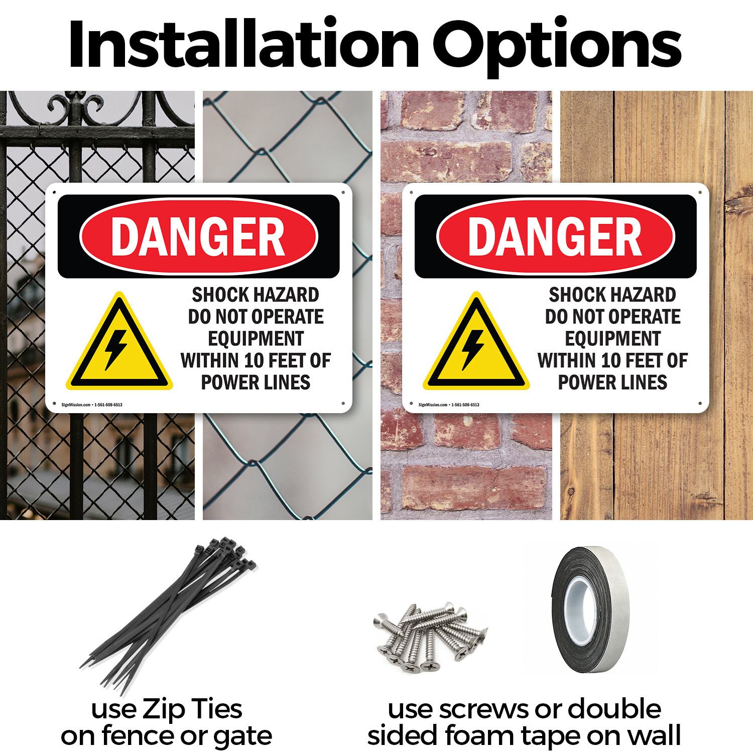 (2 Pack) Shock Hazard Do Not Operate Within 10 Feet OSHA Danger Sign Decal Metal