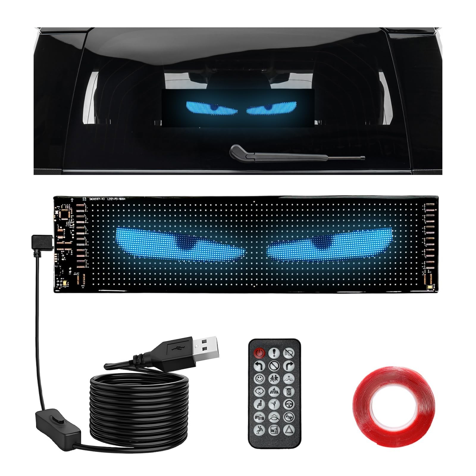 Programmable LED Scrolling Sign 14.7&Prime;x3.6&Prime; Bluetooth Custom Text Display for Car