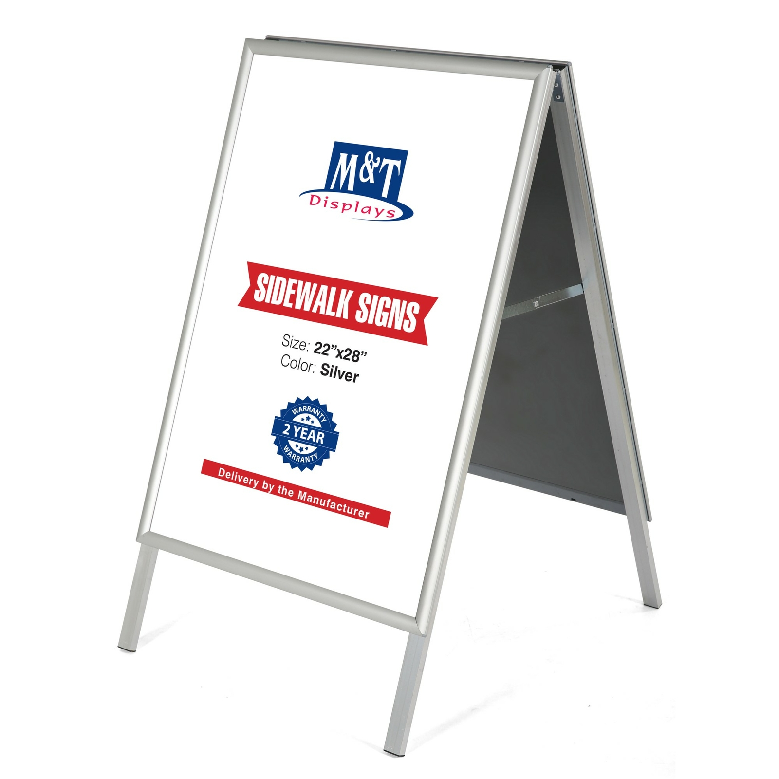 Sandwich Board Sidewalk Snap A-Frame Header Menu Holder Double Side 22×28 Silver
