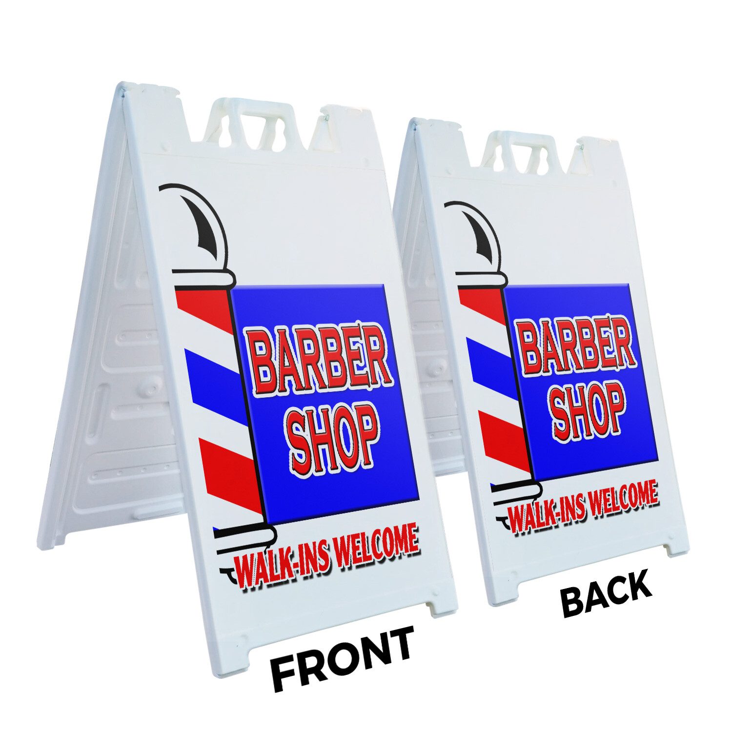 A-frame Sidewalk Barber Shop Walk-ins Welcome 24&Prime; x 36&Prime; Double Sided A-Frame Sid