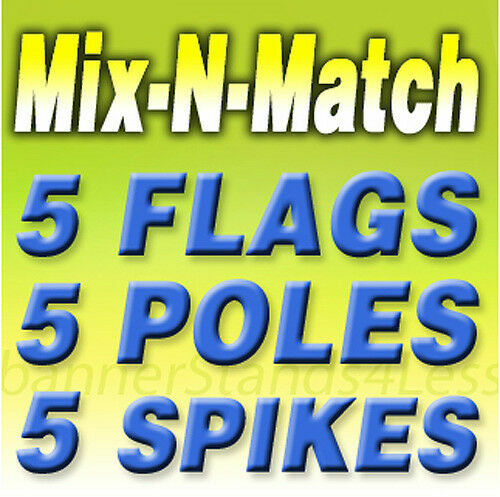 Swooper Flag KITS Windless Feather AUTO SHOP, OPEN, PIZZA, MIX N MATCH 5 PACK