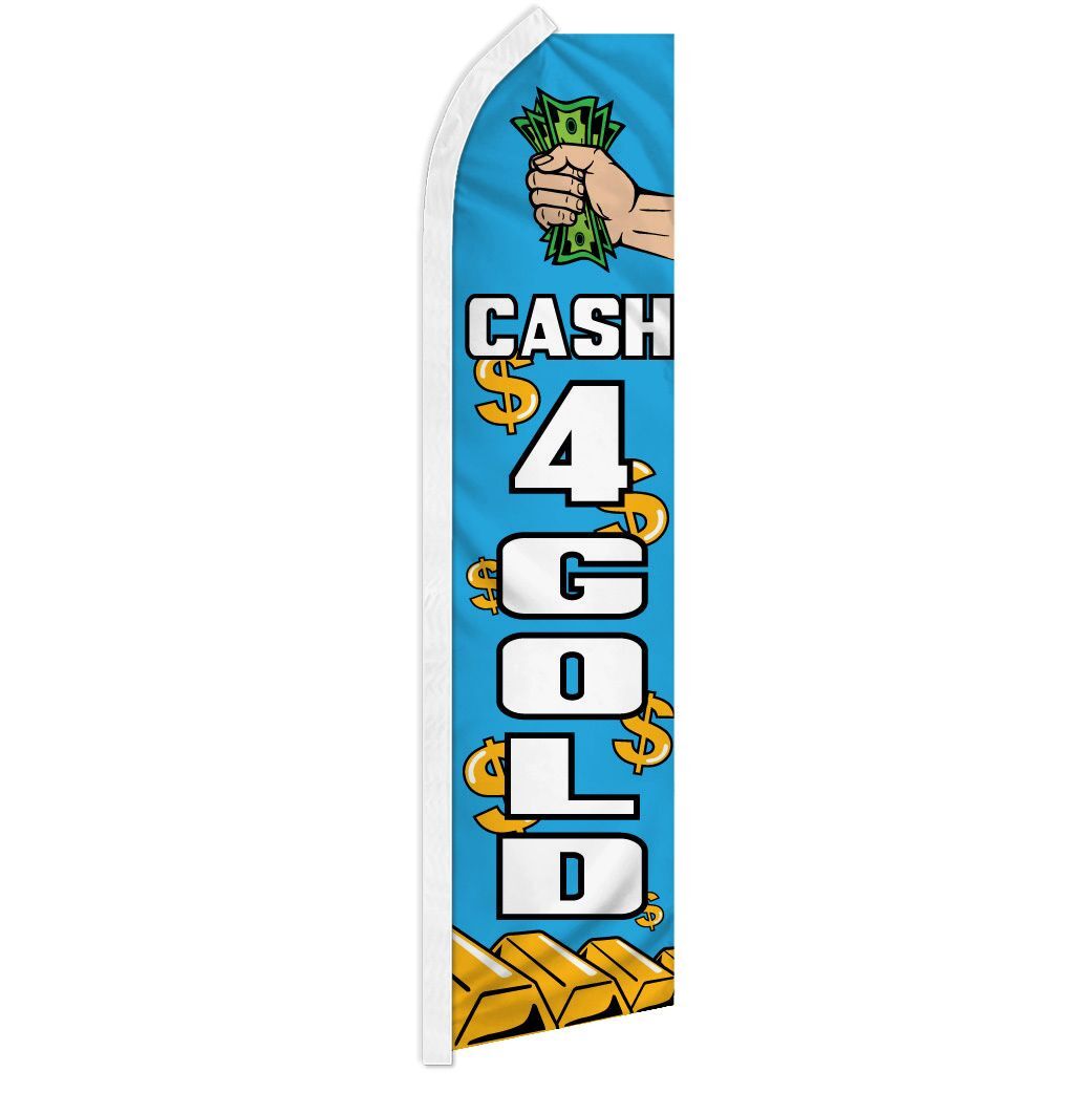 10 x « CASH 4 GOLD » advertising super flag swooper banner business sign money for