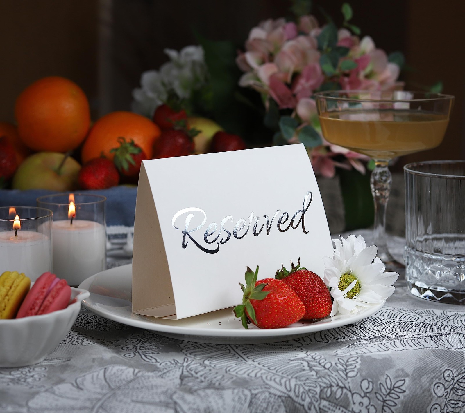 20 Pack Modern White Reserved Table Sign with Silver Letters – Reserved Signs…