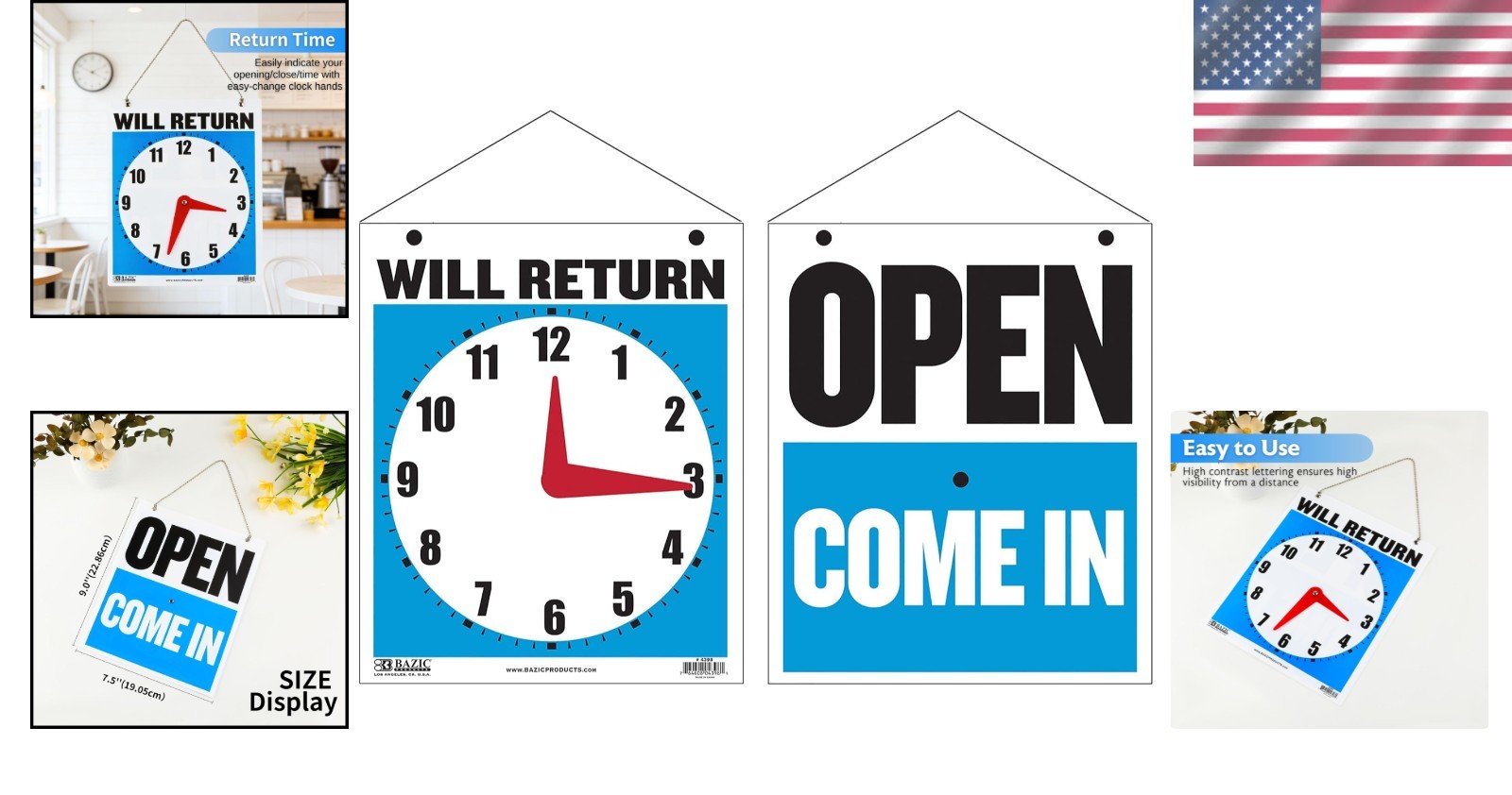 Open/Closed Clock Sign for Office Events, 24-pack