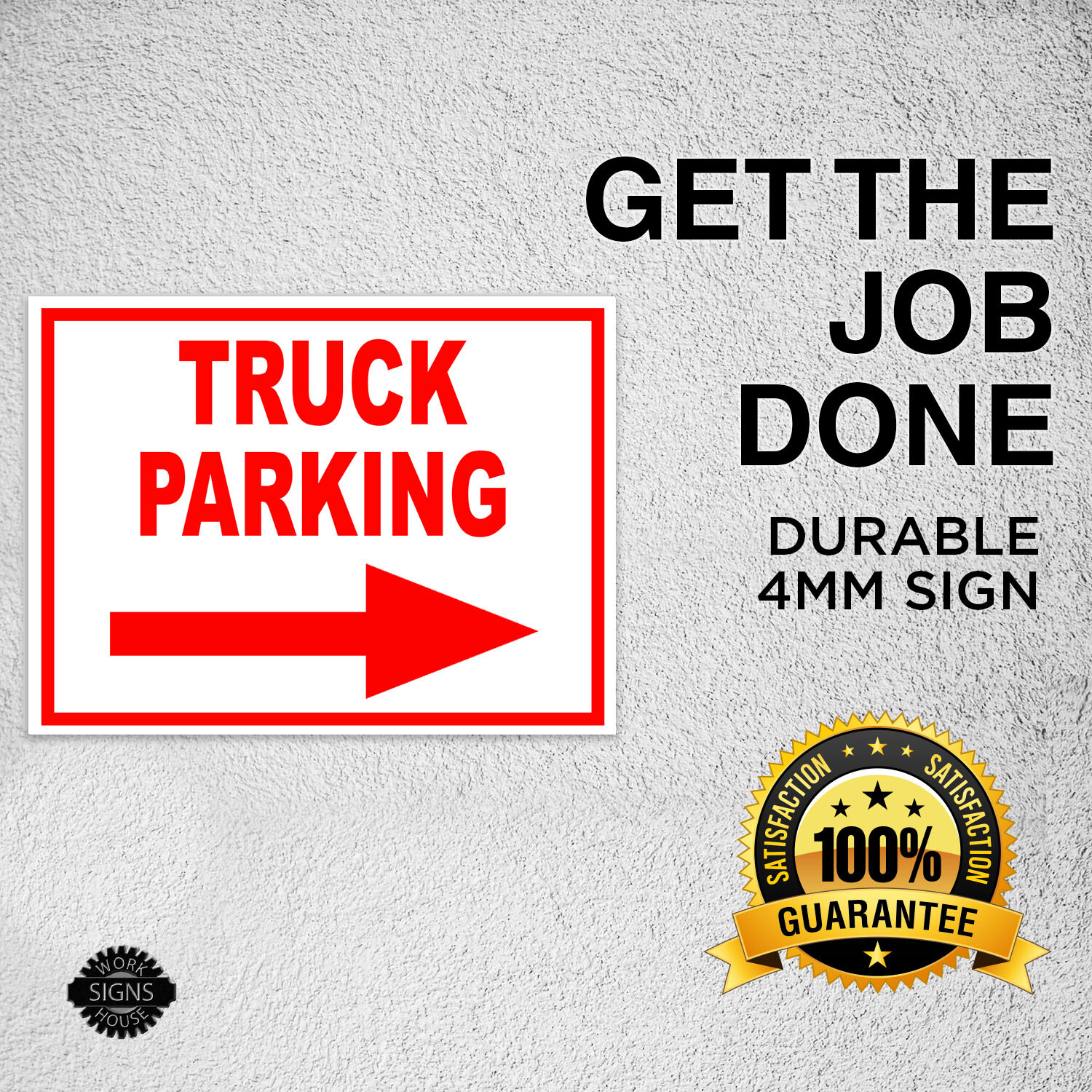 TRUCK PARKING RIGHT arrow red with border Yard Sign with Stand LAWN SIGN