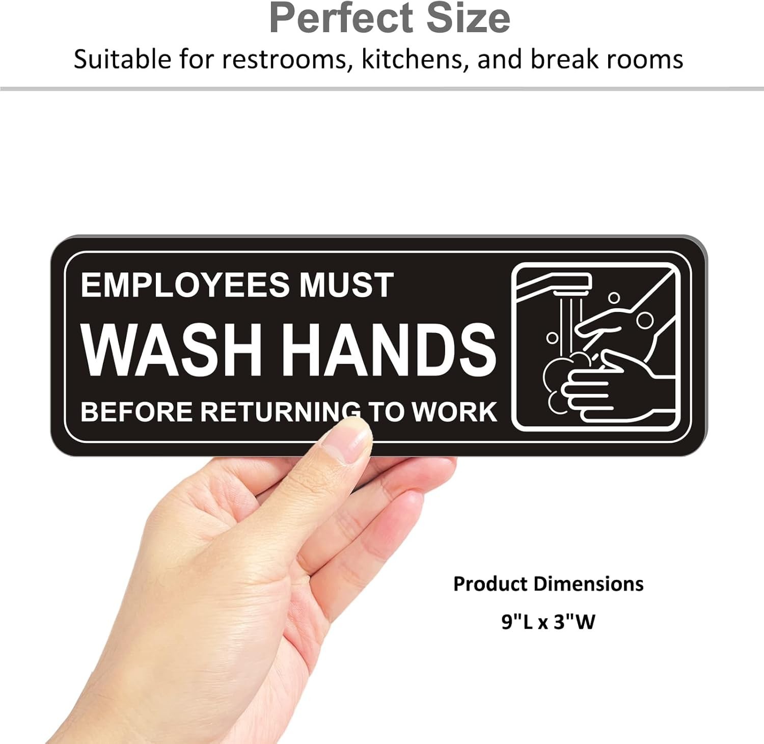 4 Pack Self-adhesive , 9&Prime; x 3&Prime; Durable Acrylic Hand Washing Signs with Symbo…