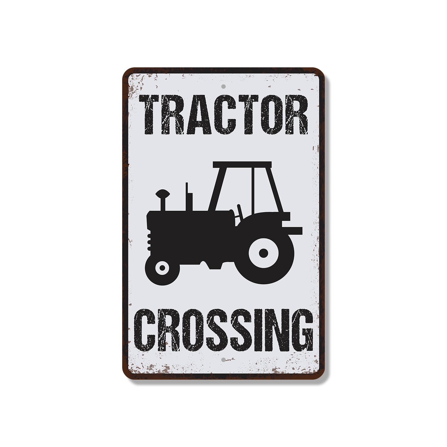 Vintage Style Tractor Crossing Farm Sign Slow Roll Green Steel Perfect for Barn