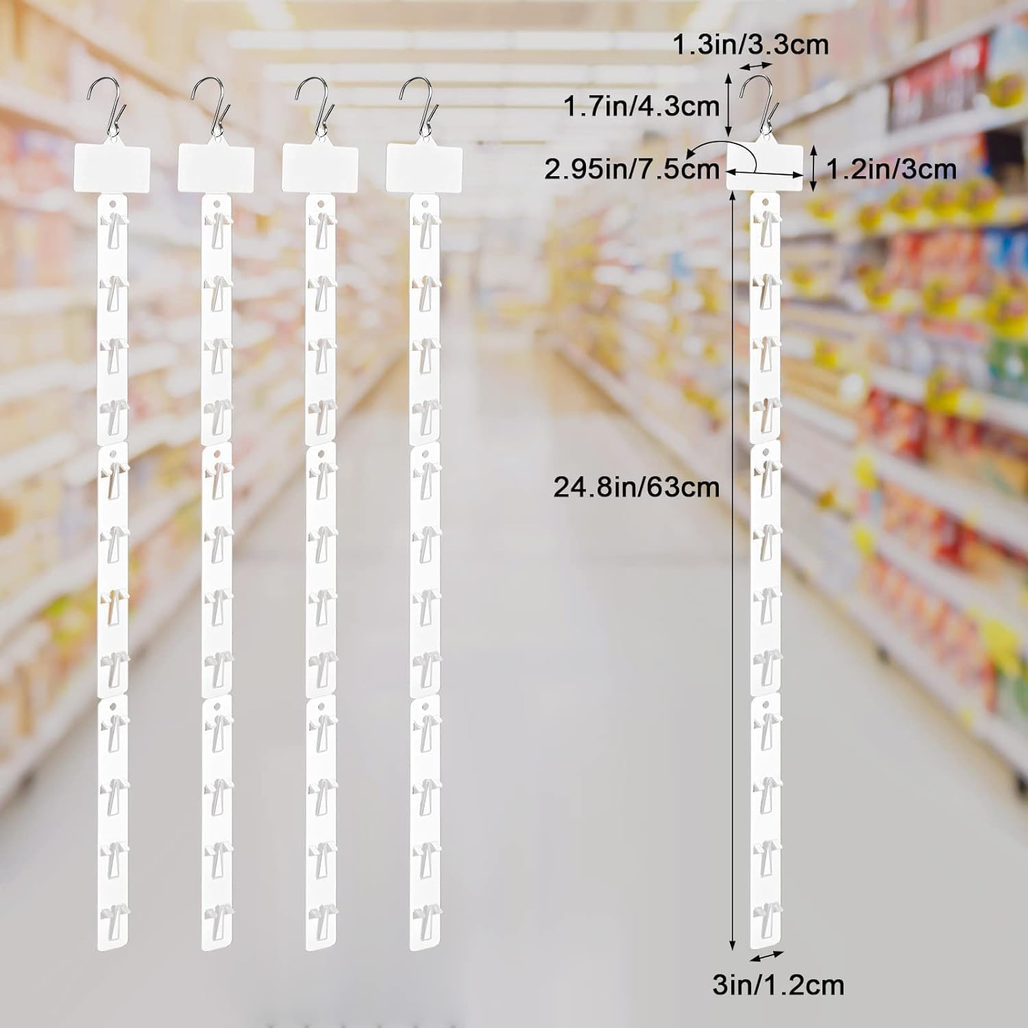 10 Pack Station Hanging Strips Plastic Display Merchandise Strip with Clips Hook