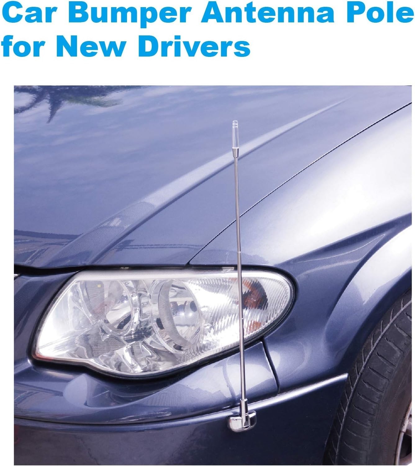 Car Bumper Corner Antenna Pole Adjustable Chrome Poles Set 11x2x1.5 in 2 Pk