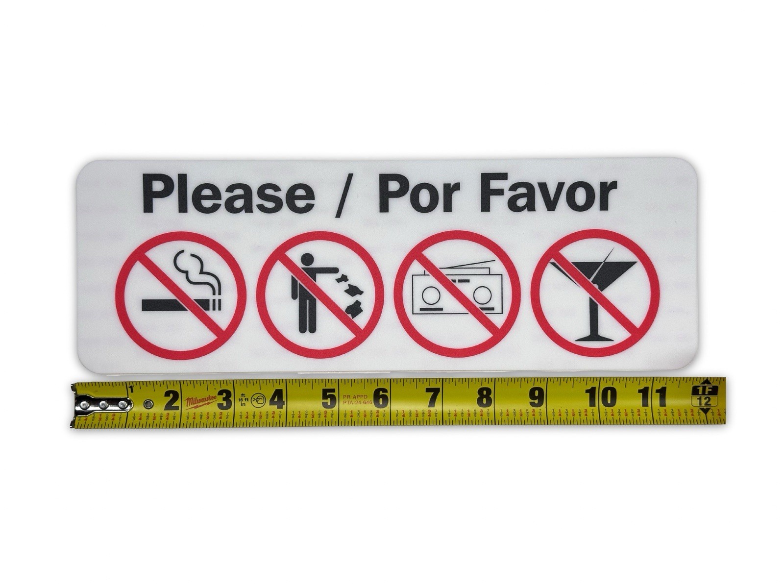 INPS 12&Prime;x4&Prime; Prohibitory Sign Adhesive Vinyl Business Decal Graphics – Pack Of 14