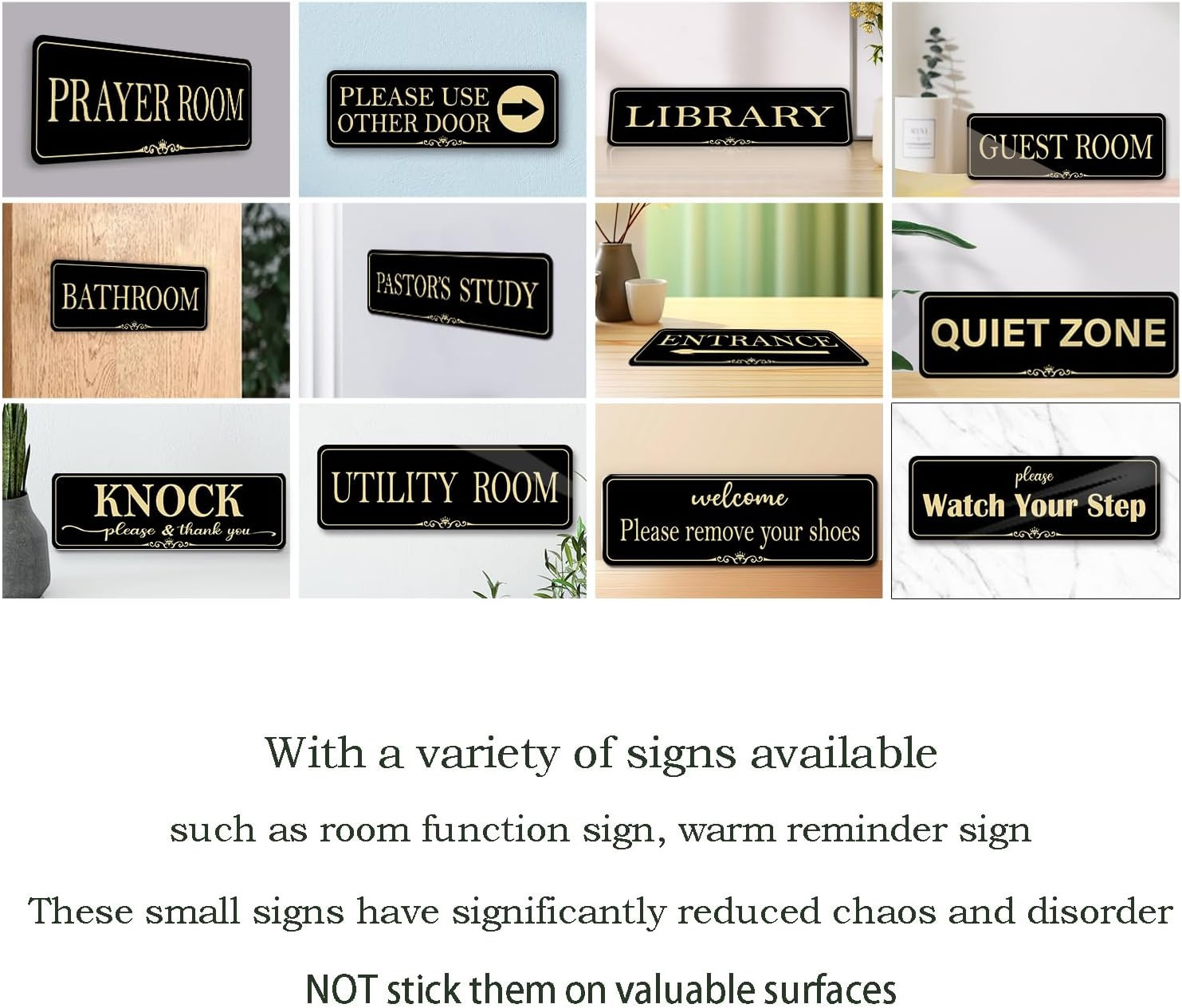 9X3 Inch Entrance Sign Acrylic Self-Stick Door Wall Signage for Business Office