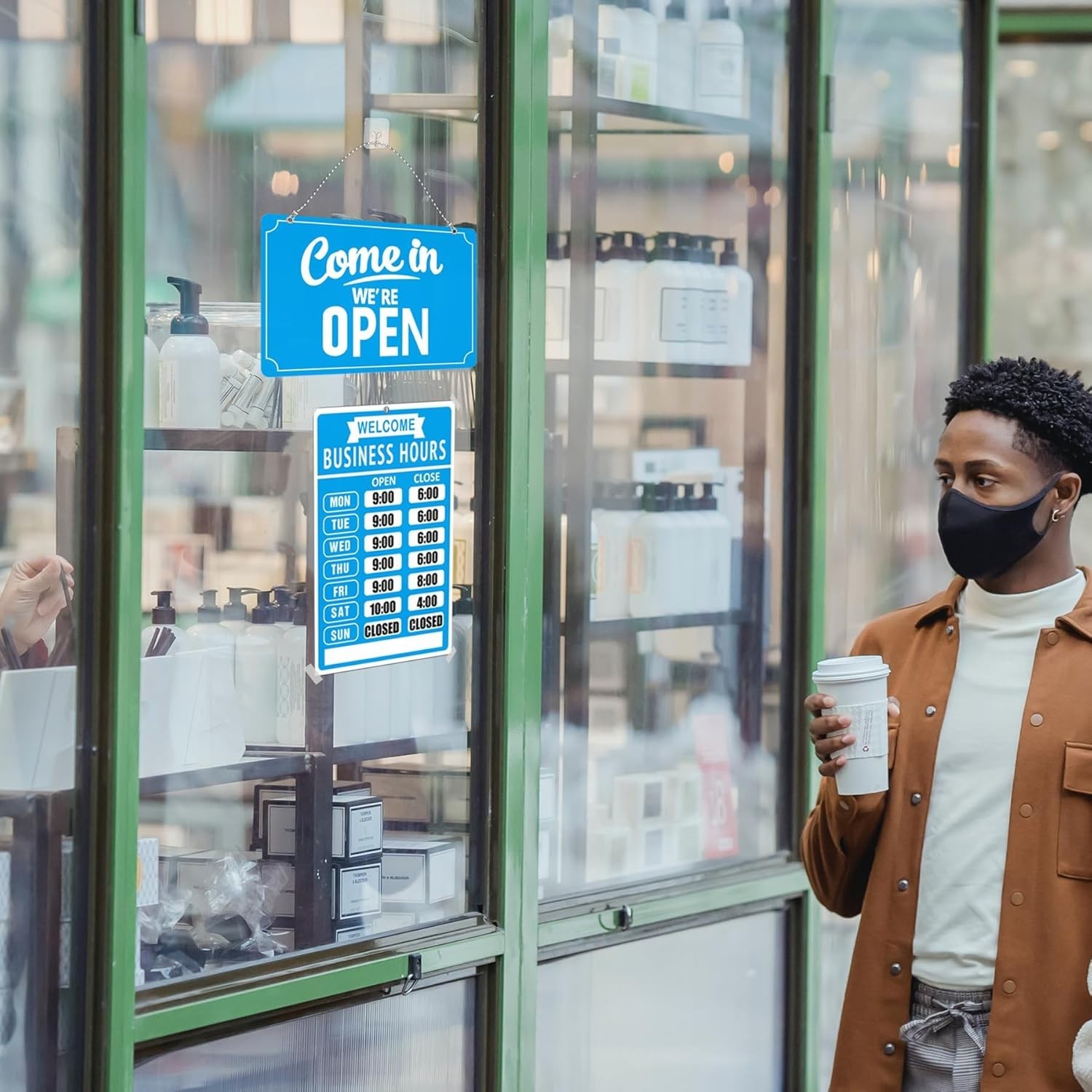 Open Closed Signs Business Hours Sign Set for Window Door Open Signs for Busines