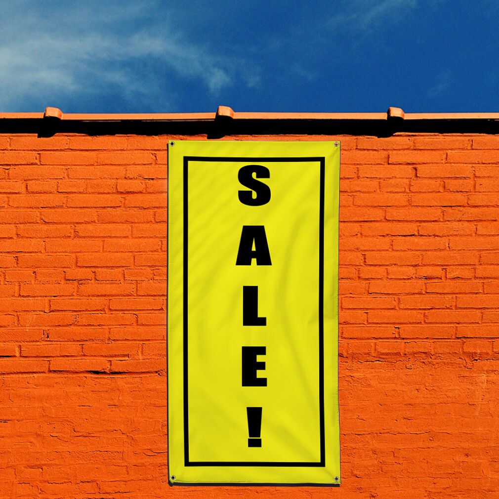 Vertical Vinyl Banner Multiple Sizes Deal! Black Yellow Promotion Business