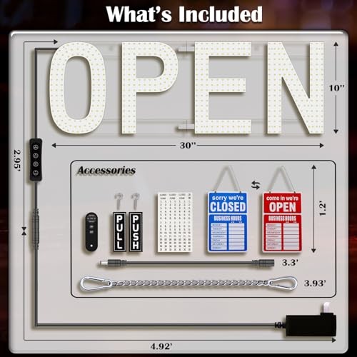 Open Signs for Business, exTopGoal 30&Prime;x10&Prime; Ultra Bright LED Open Sign, Remote