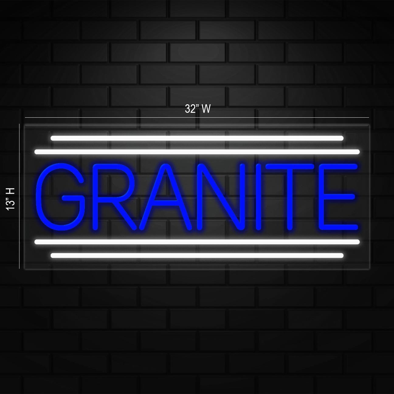 Granite Sign for Business Displays | LED Flex Neon | 32&Prime;W x 13&Prime;H x 1&Prime;D