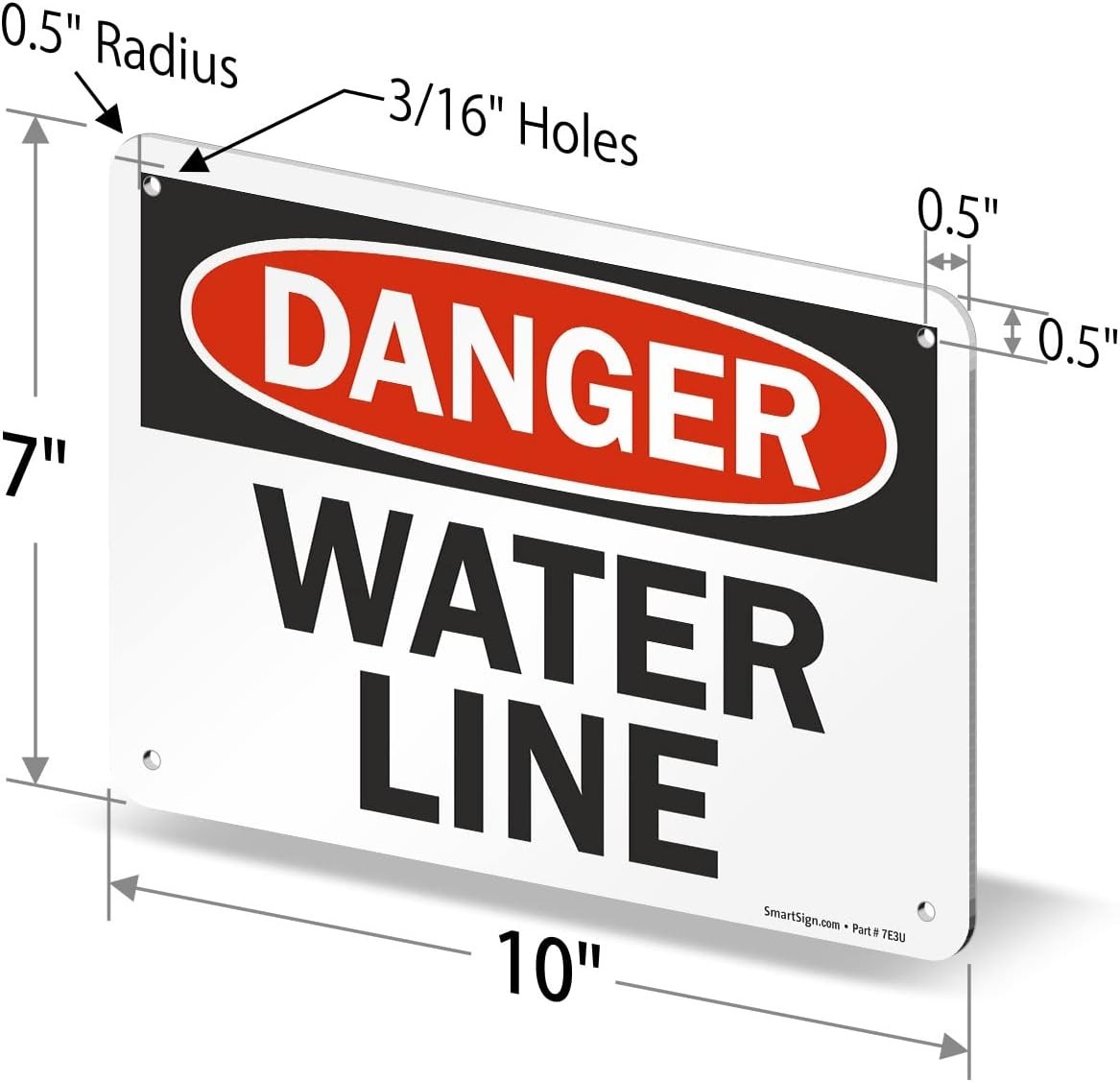 Portrait Orientation 7&Prime; x 10&Prime; Water Line Sign, Heavy-Duty Aluminum Construction