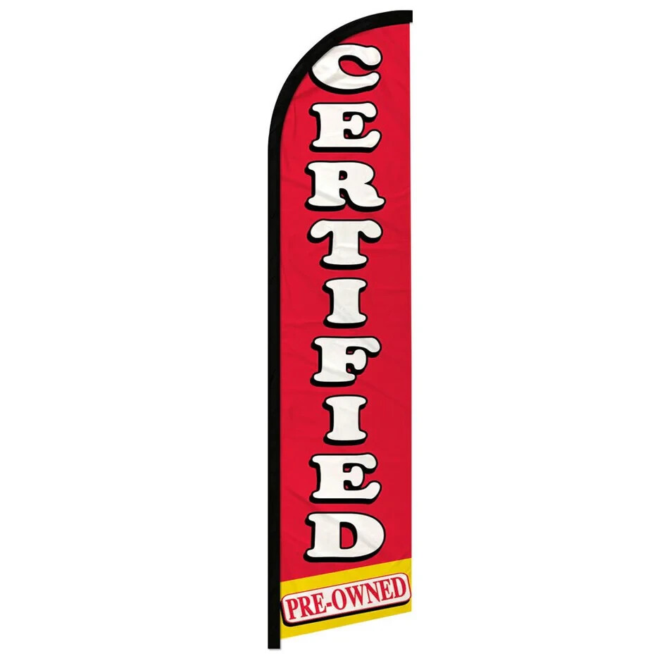 Pre-Owned Certified Windless Full Sleeve Advertising Used Cars Auto Banner Flag