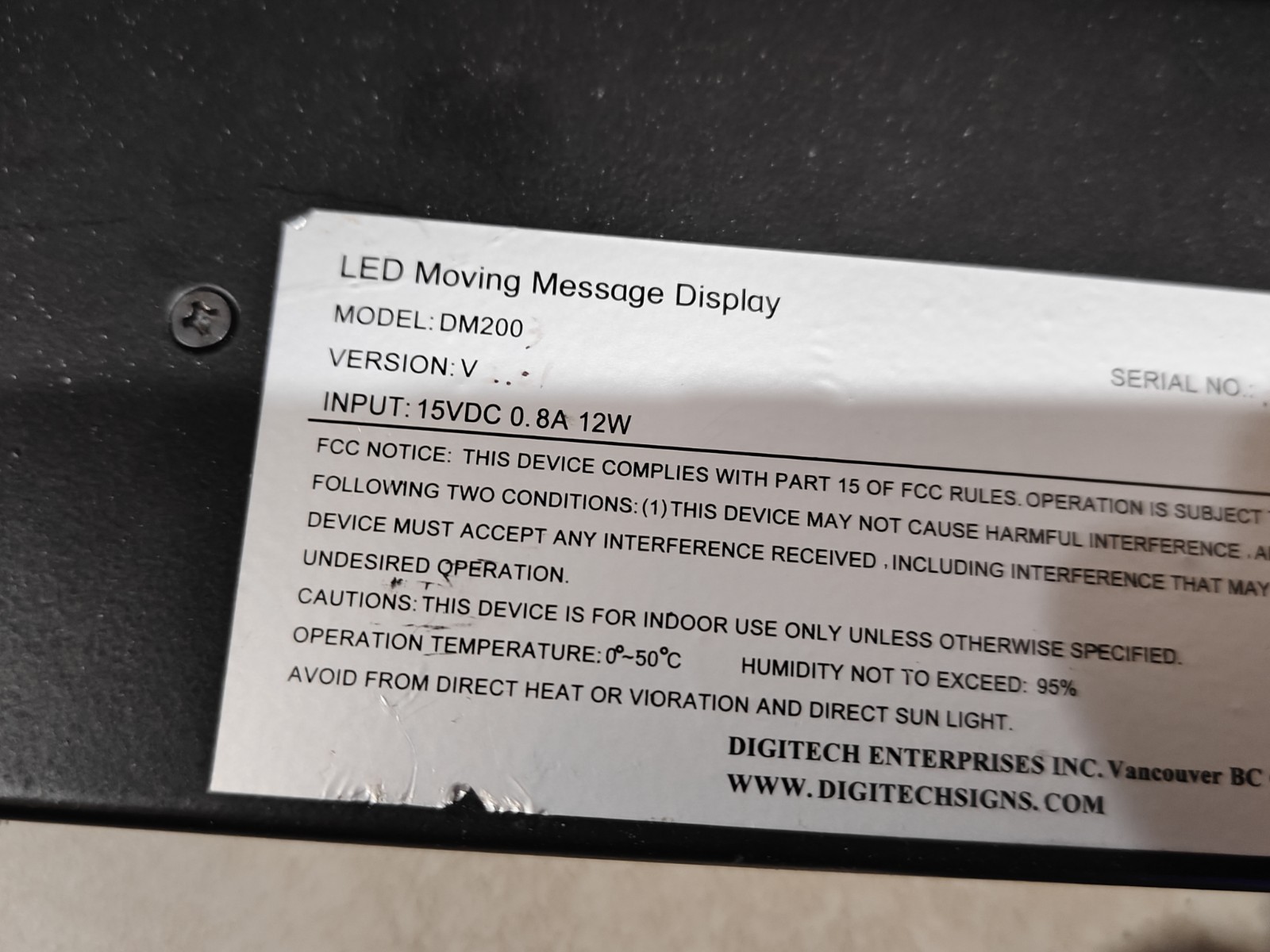 Digitech 21 Inch Sign LED Programmable Display DM200 NO REMOTE