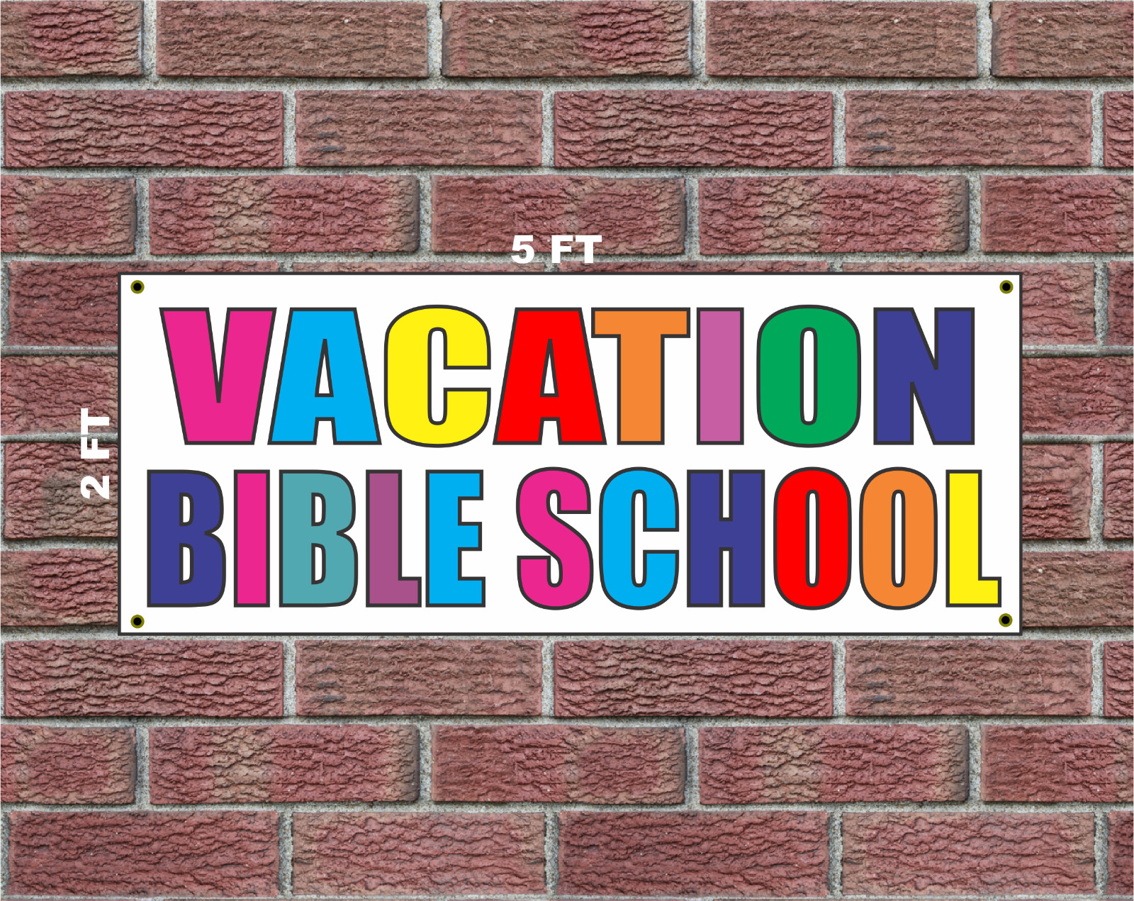 VACATION BIBLE SCHOOL Multi-colored Banner Sign 2×5