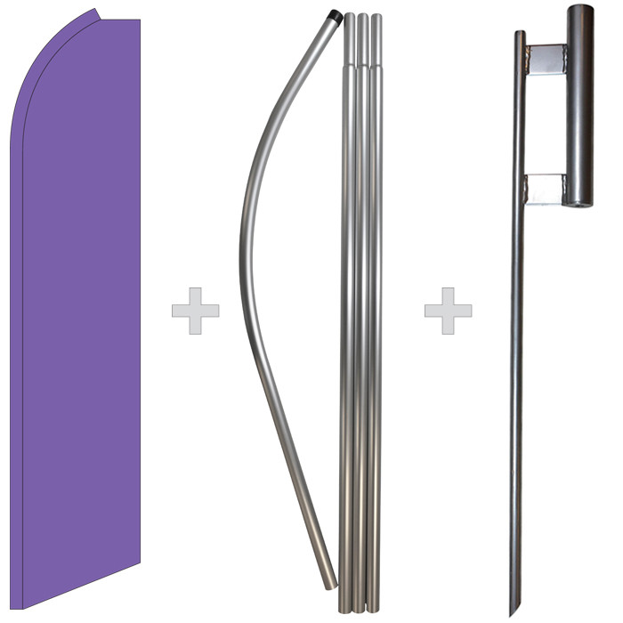 Solid Purple 15&prime; Tall Swooper Flag & Pole Kit Feather Super Bow Banner