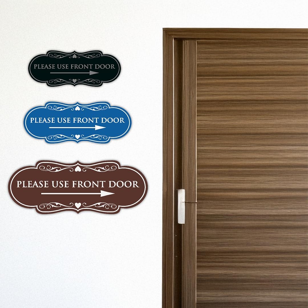 Designer Please Use Front Door Right Arrow Sign Black Gold Medium Wall Door