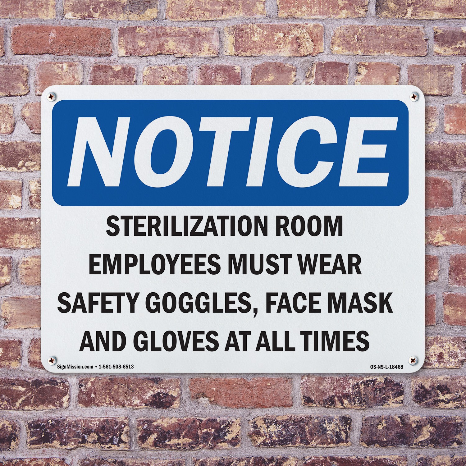 Sterilization Room Employees Must Wear Safety OSHA Notice Sign, Decal 5/10 Pack