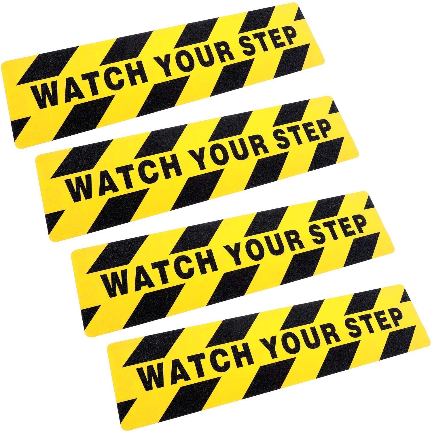 4 pk 6&Prime; x 24&Prime; Watch Your Step Floor Tape Anti Slip Warning Sign Adhesive Sticker
