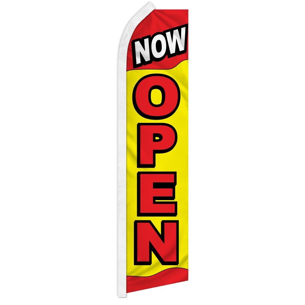 Now Open (R/Y) Swooper Advertising Open Banner Flag for Businesses & Restaurants