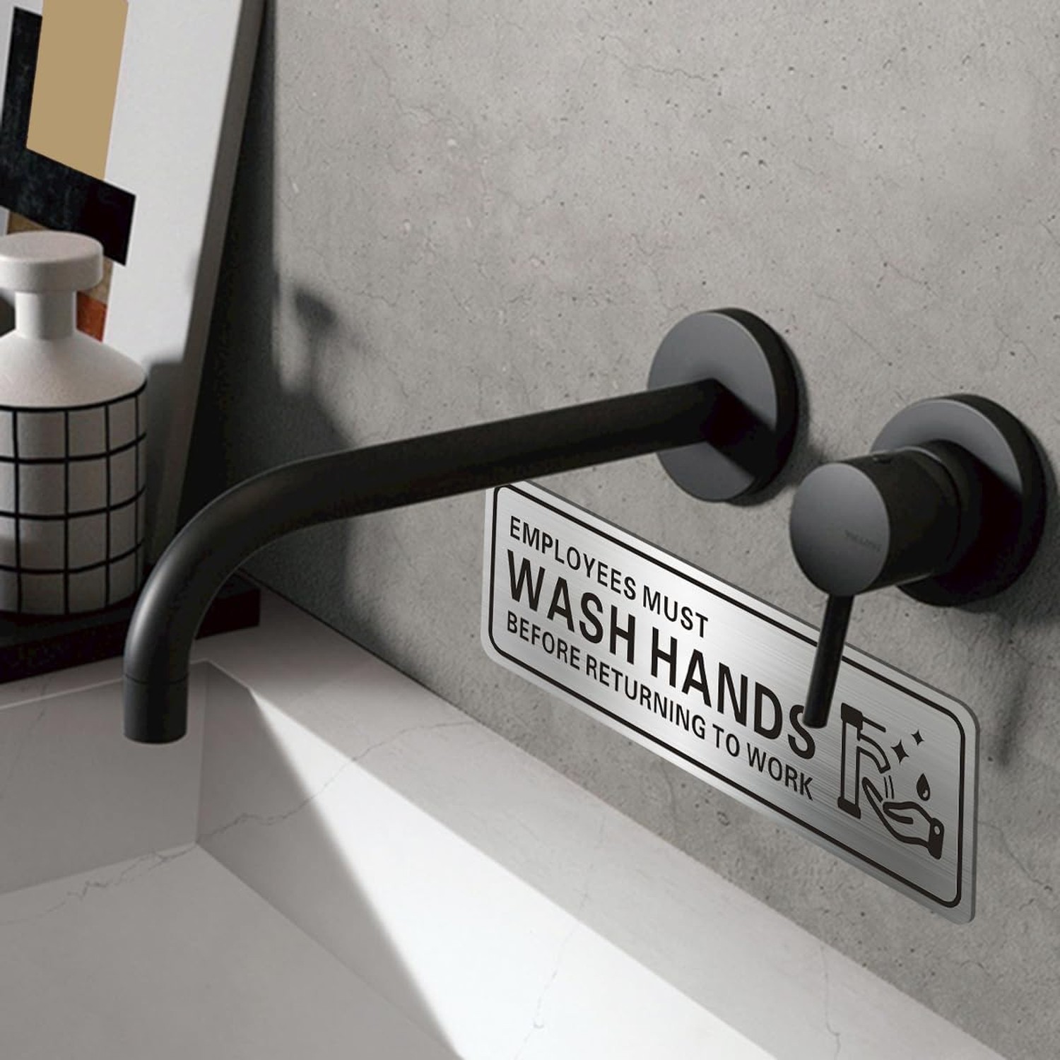 Metal Stainless Steel Employees Must Wash Hands Before Returning to Work Sign…