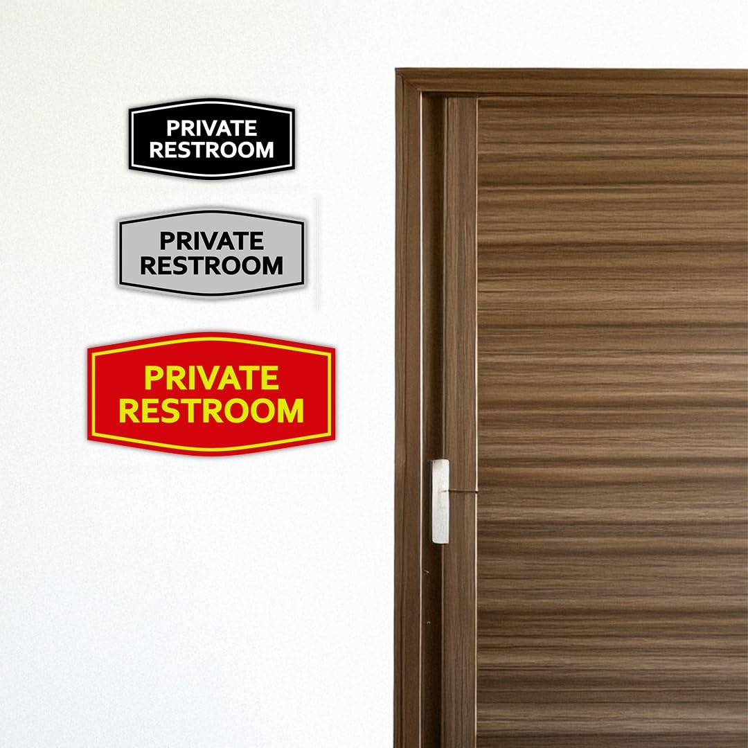 Fancy Private Restroom Sign Brushed Silver Medium Wall Door Mount Indicator